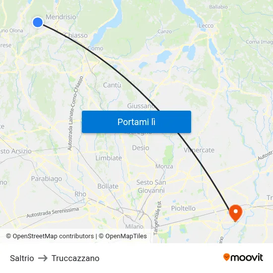 Saltrio to Truccazzano map