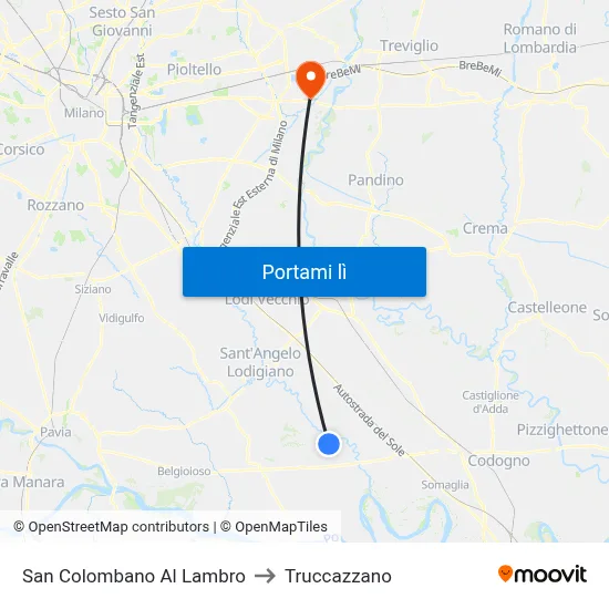 San Colombano Al Lambro to Truccazzano map