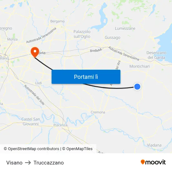 Visano to Truccazzano map