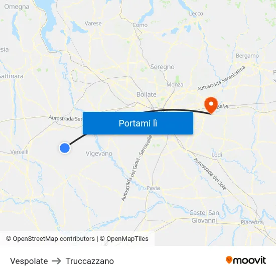 Vespolate to Truccazzano map