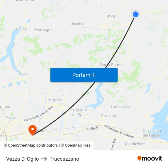 Vezza D' Oglio to Truccazzano map