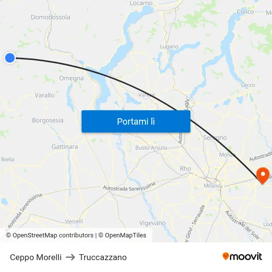 Ceppo Morelli to Truccazzano map