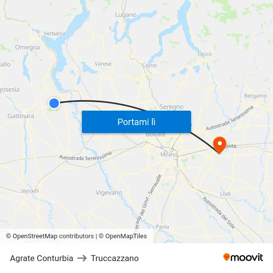 Agrate Conturbia to Truccazzano map