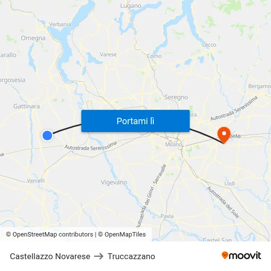 Castellazzo Novarese to Truccazzano map
