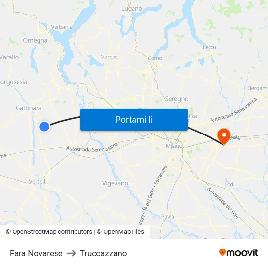 Fara Novarese to Truccazzano map