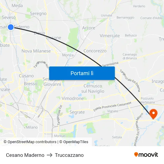 Cesano Maderno to Truccazzano map