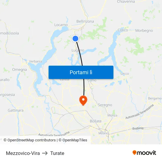Mezzovico-Vira to Turate map