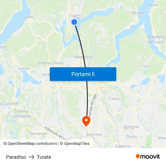 Paradiso to Turate map