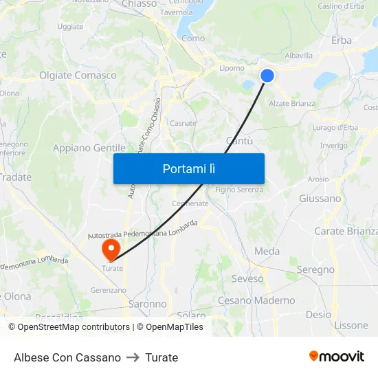 Albese Con Cassano to Turate map