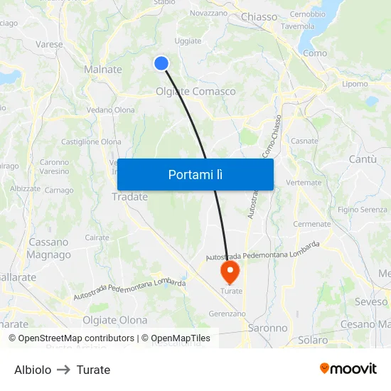 Albiolo to Turate map