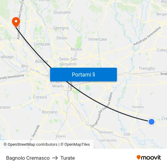 Bagnolo Cremasco to Turate map