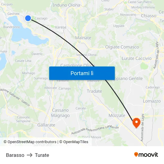 Barasso to Turate map