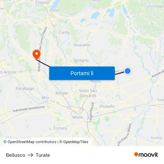 Bellusco to Turate map