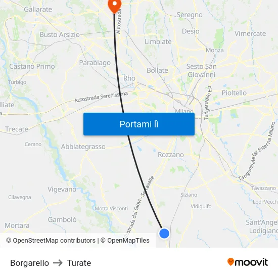 Borgarello to Turate map