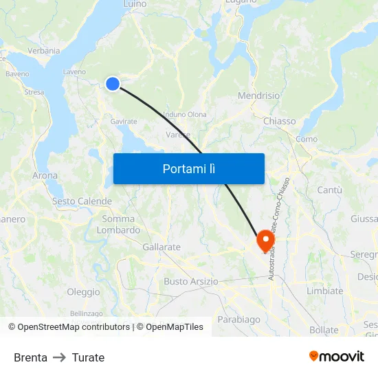 Brenta to Turate map