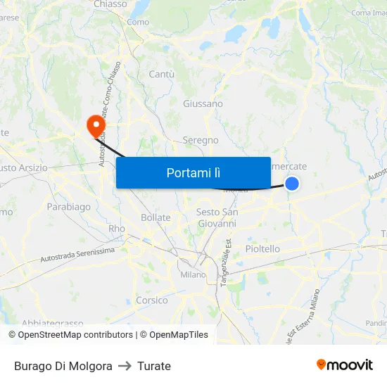Burago Di Molgora to Turate map