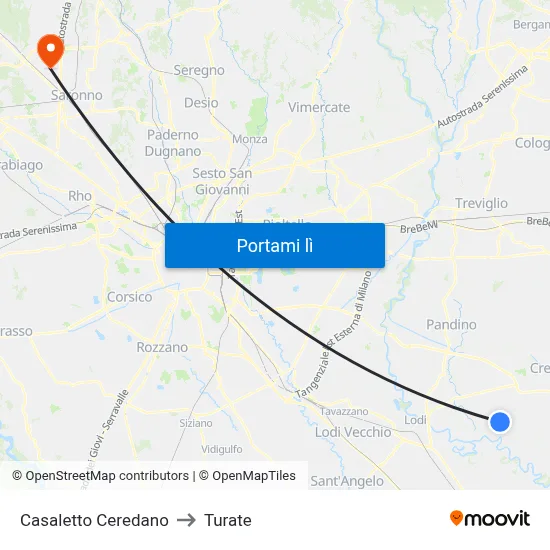 Casaletto Ceredano to Turate map