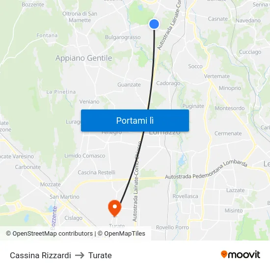 Cassina Rizzardi to Turate map