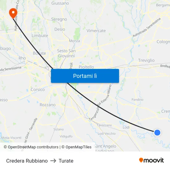Credera Rubbiano to Turate map