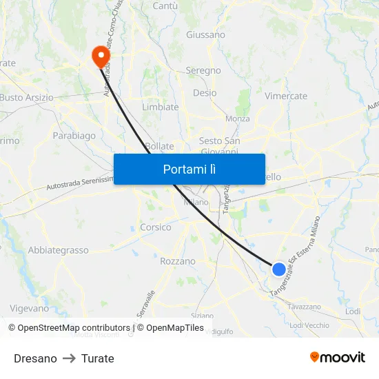 Dresano to Turate map