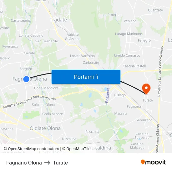 Fagnano Olona to Turate map