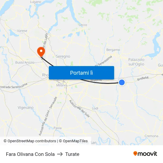 Fara Olivana Con Sola to Turate map