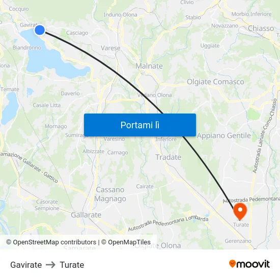 Gavirate to Turate map