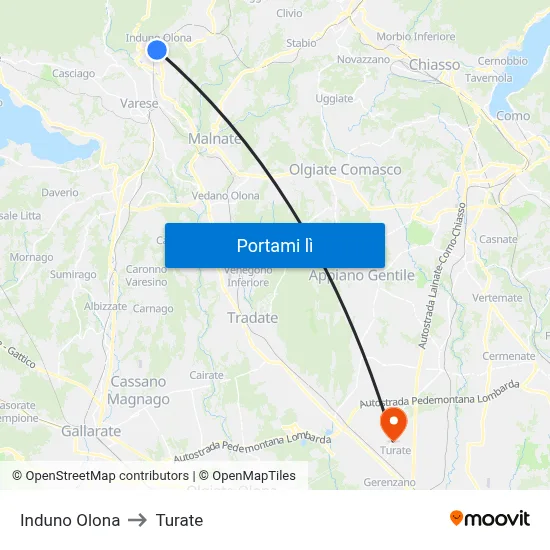Induno Olona to Turate map