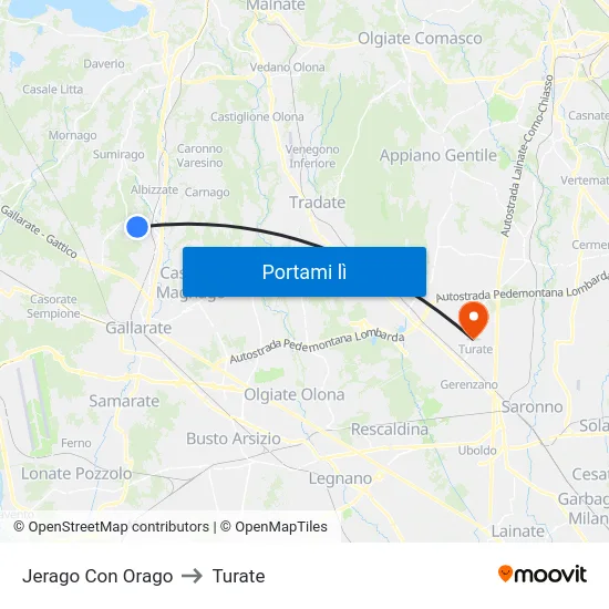 Jerago Con Orago to Turate map