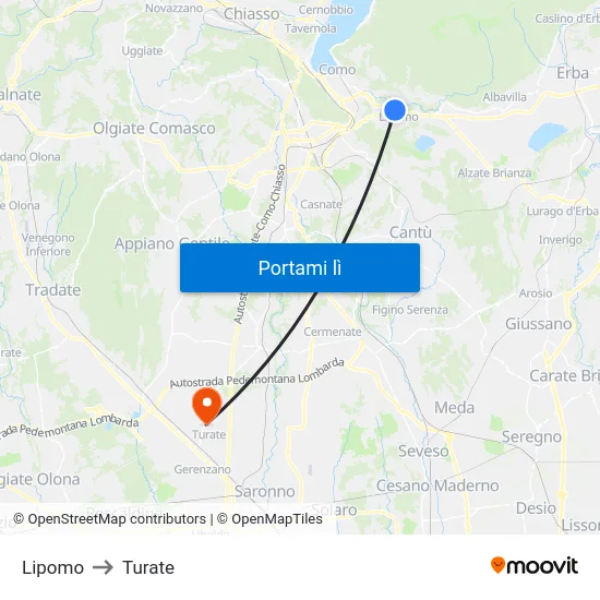 Lipomo to Turate map
