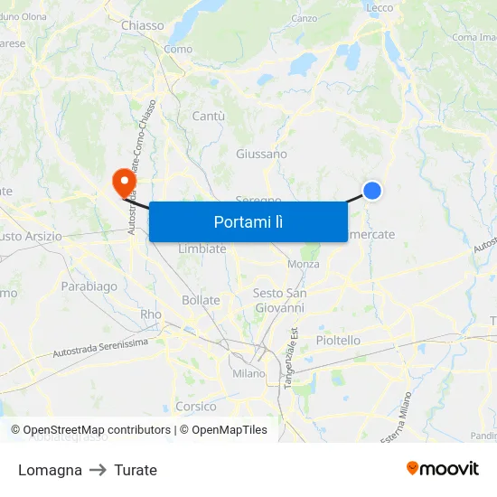 Lomagna to Turate map