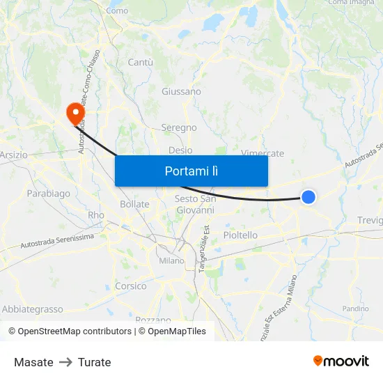 Masate to Turate map