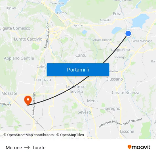Merone to Turate map
