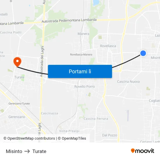 Misinto to Turate map