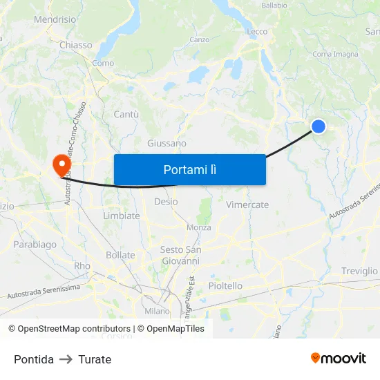 Pontida to Turate map