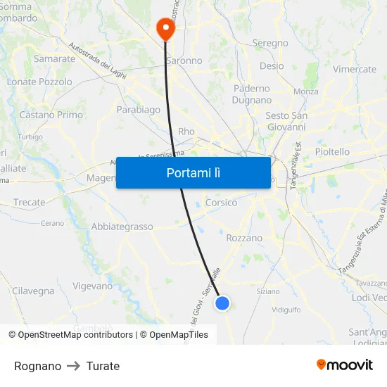 Rognano to Turate map