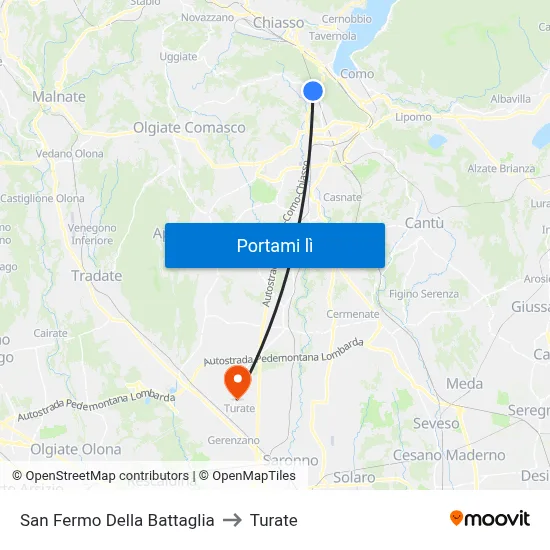 San Fermo Della Battaglia to Turate map