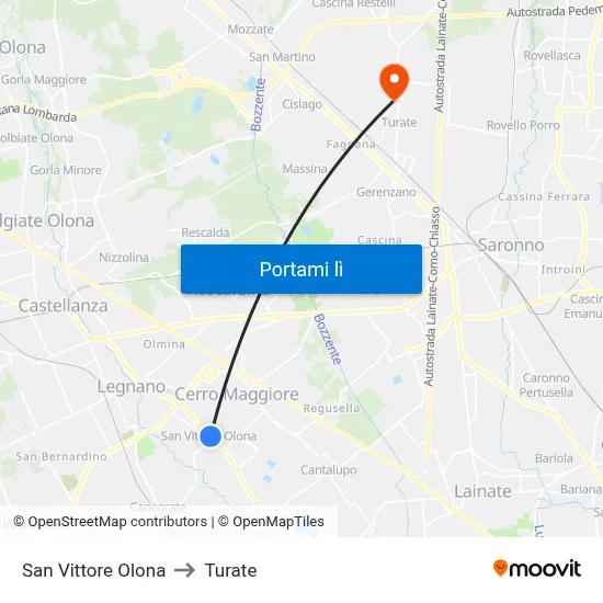 San Vittore Olona to Turate map