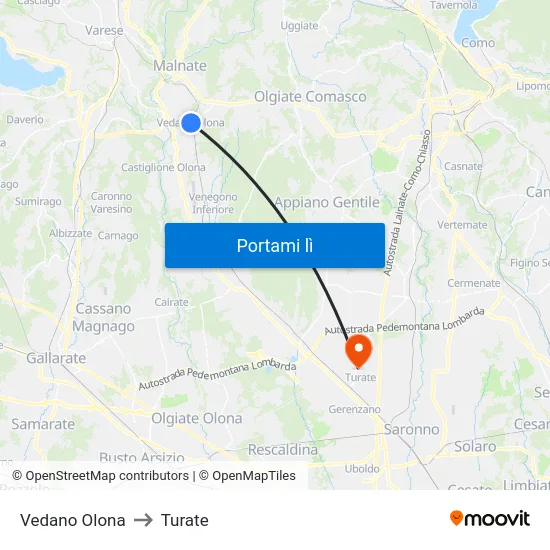 Vedano Olona to Turate map