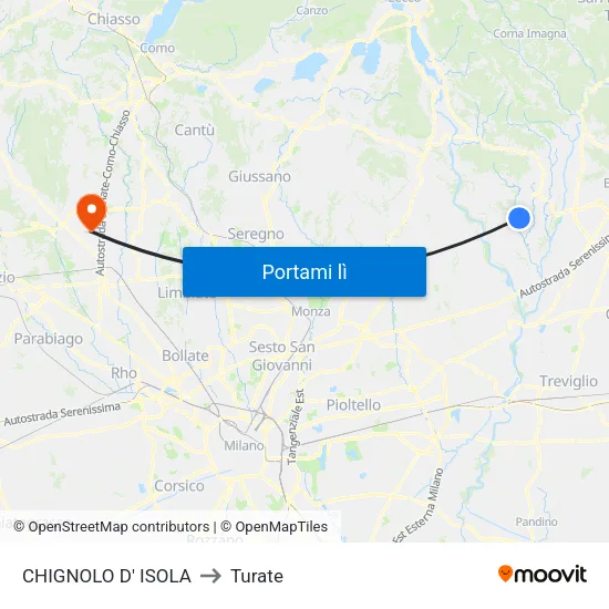 CHIGNOLO D' ISOLA to Turate map