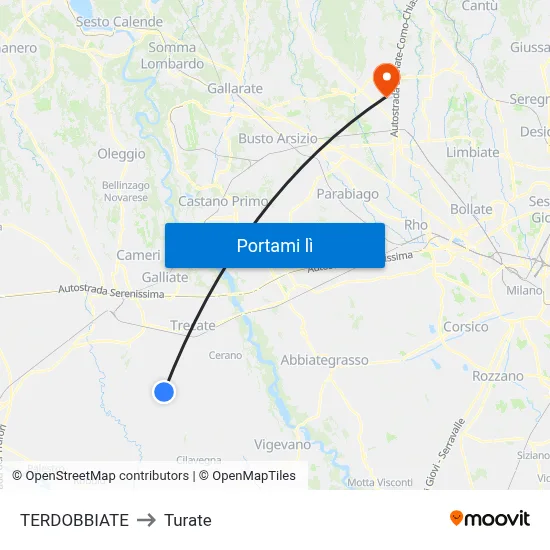 TERDOBBIATE to Turate map