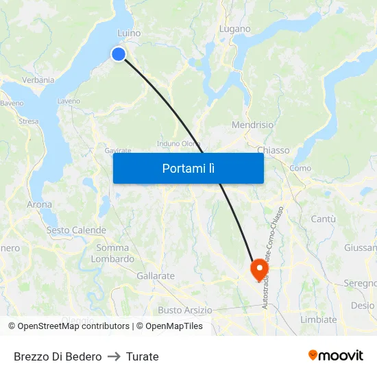 Brezzo Di Bedero to Turate map