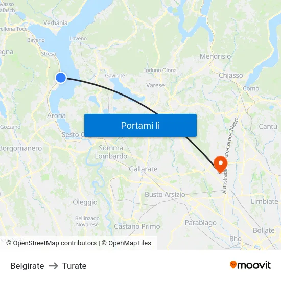 Belgirate to Turate map