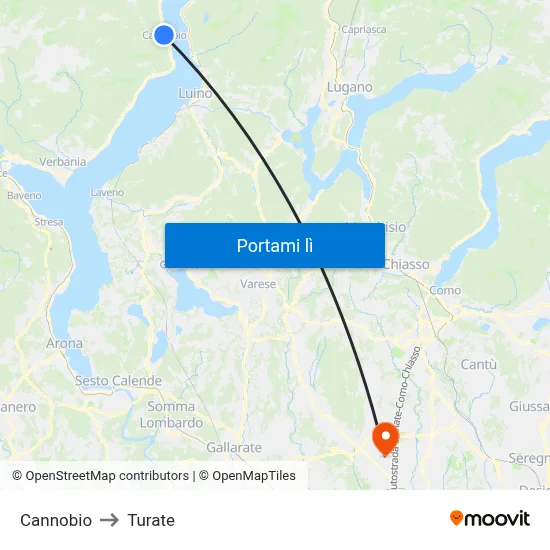 Cannobio to Turate map