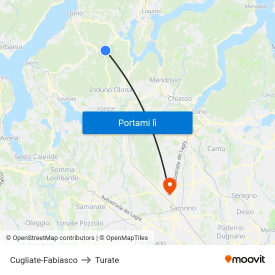 Cugliate-Fabiasco to Turate map