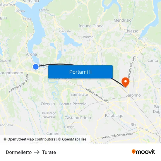 Dormelletto to Turate map