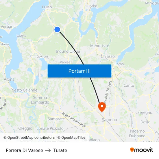 Ferrera Di Varese to Turate map