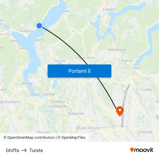 Ghiffa to Turate map