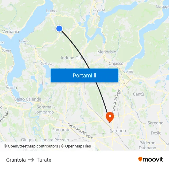 Grantola to Turate map