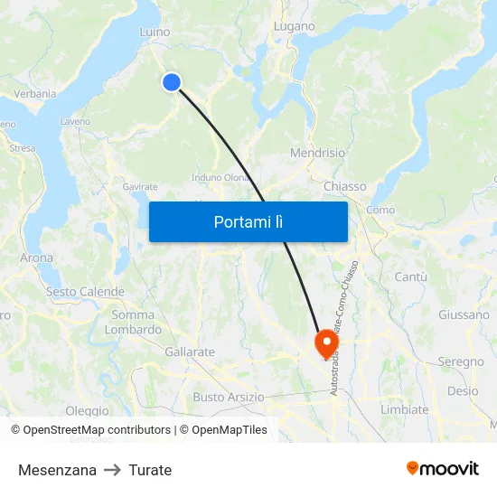 Mesenzana to Turate map